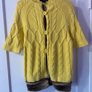 Calvin Klein Knit Sweater Short Sleeve  Size Large Yellow